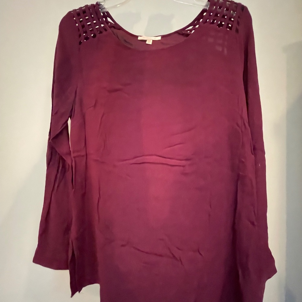 Maroon 3/4 or long sleeve blouse